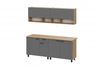 Кухонный гарнитур Монако 2000 мм графит (СВ) в Ревде - revda.mebel-e96.ru