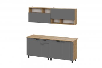 Кухонный гарнитур Монако 2000 мм графит (СВ) в Ревде - revda.mebel-e96.ru