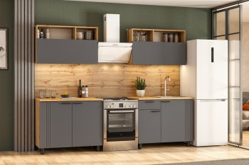 Кухонный гарнитур Монако 2000 мм графит (СВ) в Ревде - revda.mebel-e96.ru