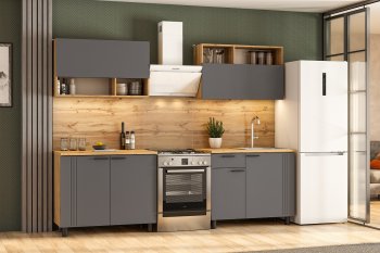 Кухонный гарнитур Монако 2000 мм графит (СВ) в Ревде - revda.mebel-e96.ru