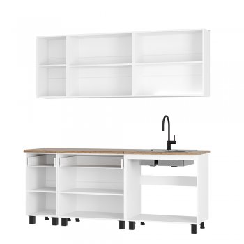 Кухонный гарнитур Монтана 2000 мм белый/графит (БТС) в Ревде - revda.mebel-e96.ru