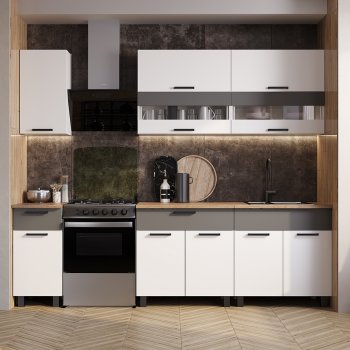 Кухонный гарнитур Монтана 2000 мм белый/графит (БТС) в Ревде - revda.mebel-e96.ru