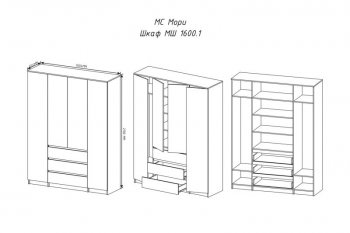 Шкаф распашной Мори 1600 мм сатин (ДСВ) в Ревде - revda.mebel-e96.ru