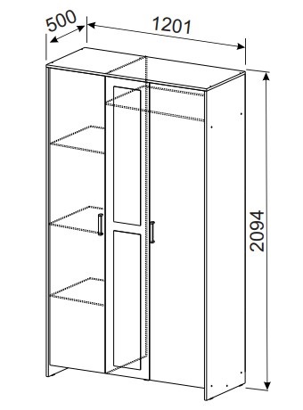 Шкаф распашной 1200 мм Дольче (СВ) в Ревде - revda.mebel-e96.ru