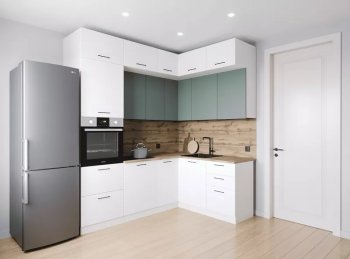 Кухонный гарнитур угловой Муссон 2200*1700 мм (Санвут) в Ревде - revda.mebel-e96.ru