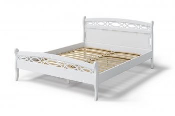 Кровать Натали массив береза + МДФ, белый (МЛК) в Ревде - revda.mebel-e96.ru