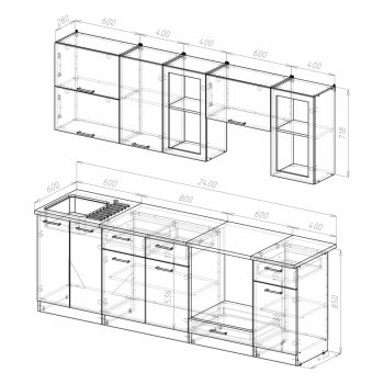 Кухонный гарнитур Ника базис 2400 мм (Герда) в Ревде - revda.mebel-e96.ru