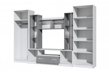Стенка Николь-2 белый/бетонный камень(Зарон) в Ревде - revda.mebel-e96.ru