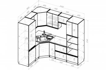 Кухонный гарнитур Ноктюрн оптима 1800х2400 мм (Герда) в Ревде - revda.mebel-e96.ru