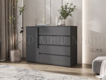 Комод 1 дверь 4 ящика (1200) Норд, графит (Миф) в Ревде - revda.mebel-e96.ru