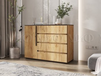 Комод 1 дверь 4 ящика (1200) Норд, дуб крафт (Миф) в Ревде - revda.mebel-e96.ru