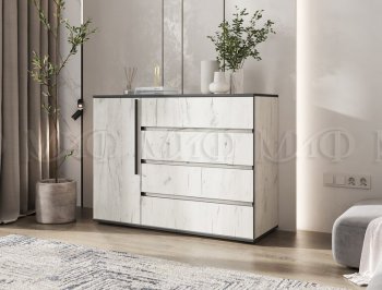 Комод 1 дверь 4 ящика (1200) Норд, крафт белый (Миф) в Ревде - revda.mebel-e96.ru