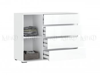 Комод 1 дверь 4 ящика (1200) Норд,  белый (Миф) в Ревде - revda.mebel-e96.ru