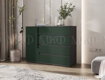 Комод 1 дверь 4 ящика (1200) Норд, графит/изумруд (Миф) в Ревде - revda.mebel-e96.ru