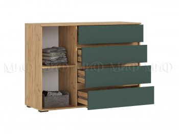 Комод 1 дверь 4 ящика (1200) Норд, крафт/изумруд (Миф) в Ревде - revda.mebel-e96.ru