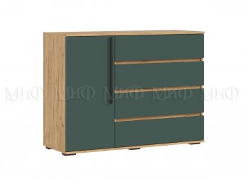 Комод 1 дверь 4 ящика (1200) Норд, крафт/изумруд (Миф) в Ревде - revda.mebel-e96.ru