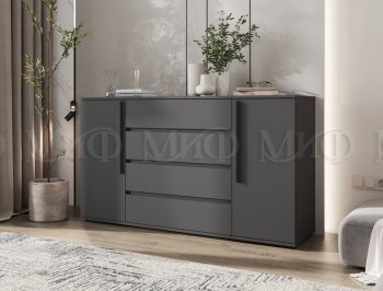 Комод 2 двери 4 ящика (1600) Норд, графит (Миф) в Ревде - revda.mebel-e96.ru