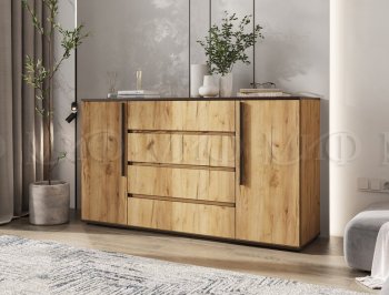 Комод 2 двери 4 ящика (1600) Норд, крафт (Миф) в Ревде - revda.mebel-e96.ru