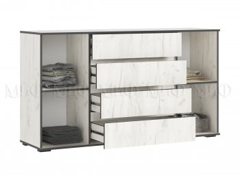 Комод 2 двери 4 ящика (1600) Норд, крафт белый (Миф) в Ревде - revda.mebel-e96.ru