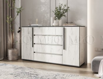 Комод 2 двери 4 ящика (1600) Норд, крафт белый (Миф) в Ревде - revda.mebel-e96.ru
