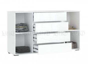 Комод 2 двери 4 ящика (1600) Норд, белый (Миф) в Ревде - revda.mebel-e96.ru