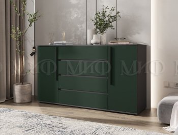 Комод 2 двери 4 ящика (1600) Норд, графит/изумруд (Миф) в Ревде - revda.mebel-e96.ru