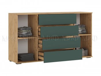 Комод 2 двери 4 ящика (1600) Норд, крафт/изумруд (Миф) в Ревде - revda.mebel-e96.ru