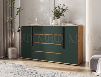 Комод 2 двери 4 ящика (1600) Норд, крафт/изумруд (Миф) в Ревде - revda.mebel-e96.ru