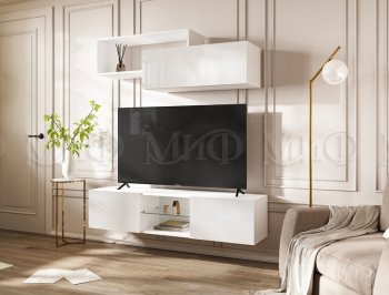 Стенка Норд-1 белый глянец (Миф) в Ревде - revda.mebel-e96.ru