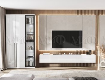 Стенка Норд белый глянец (Миф) в Ревде - revda.mebel-e96.ru
