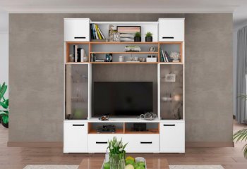 Мини-стенка ОГЦС-1 Оскар-18 белый/золотой (Текс) в Ревде - revda.mebel-e96.ru