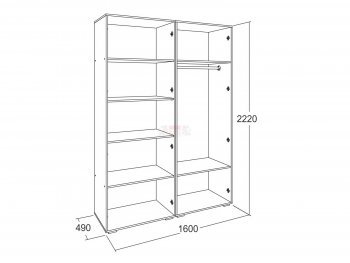 Шкаф 1600 мм Ольга-17 в Ревде - revda.mebel-e96.ru