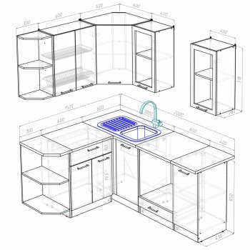 Кухонный гарнитур Ольга прайм 3 1500х2000 мм (Герда) в Ревде - revda.mebel-e96.ru