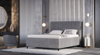 Кровать с ПМ Оливия Серый (Лин) в Ревде - revda.mebel-e96.ru
