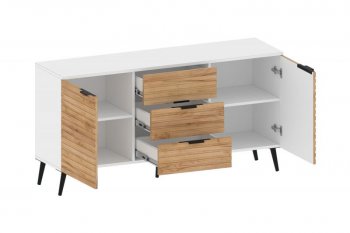 Тумба 2дв.3ящ. Ома ТБ-3609 Белый/Дуб Тортуга (СанТан) в Ревде - revda.mebel-e96.ru