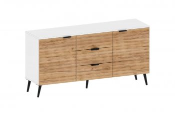 Тумба 2дв.3ящ. Ома ТБ-3609 Белый/Дуб Тортуга (СанТан) в Ревде - revda.mebel-e96.ru