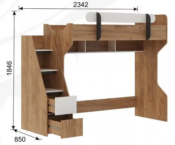 Кровать-чердак Омега-3 в Ревде - revda.mebel-e96.ru