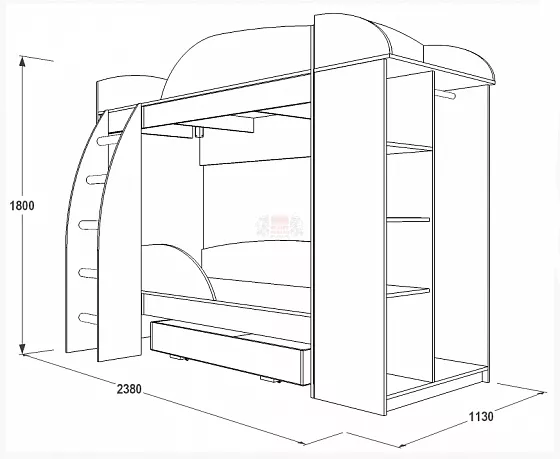 Кровать двухъярусная Омега-4А ЛДСП в Ревде - revda.mebel-e96.ru