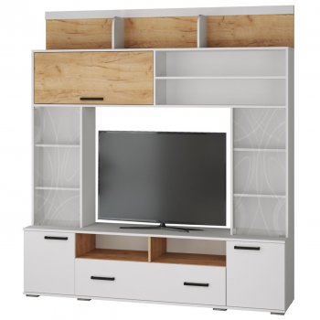 Мини-стенка ОГЦС-2 Оскар-18 белый/крафт (Текс) в Ревде - revda.mebel-e96.ru