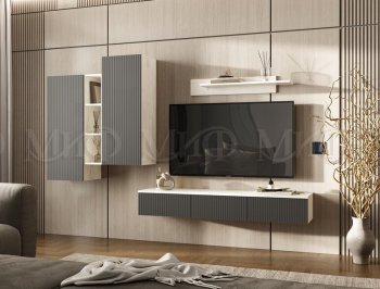 Стенка Оскар комп.2 крафт белый/графит (Миф) в Ревде - revda.mebel-e96.ru