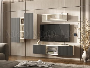 Стенка Оскар крафт белый/графит (Миф) в Ревде - revda.mebel-e96.ru