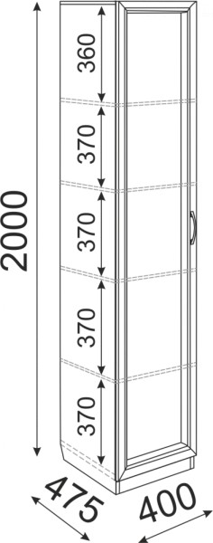 Пенал Остин М03 полки 400 (Риннер) в Ревде - revda.mebel-e96.ru