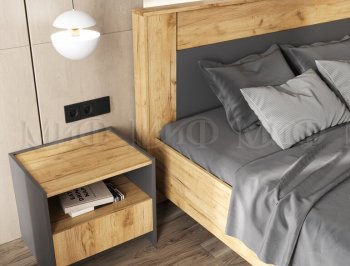 Кровать парящая Остин крафт/графит (Миф) в Ревде - revda.mebel-e96.ru