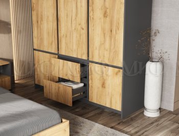 Спальный гарнитур Остин крафт/графит, модульный (Миф) в Ревде - revda.mebel-e96.ru