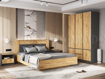 Спальный гарнитур Остин крафт/графит, модульный (Миф) в Ревде - revda.mebel-e96.ru