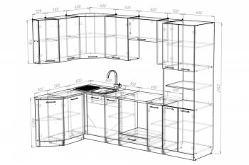 Кухонный гарнитур Паола гранд прайм 2600х1400 мм (Герда) в Ревде - revda.mebel-e96.ru