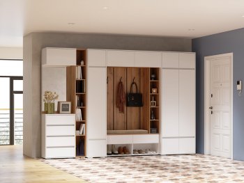 Прихожая Прага модульная, белый (Handis) в Ревде - revda.mebel-e96.ru