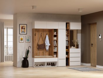 Прихожая Прага модульная, белый (Handis) в Ревде - revda.mebel-e96.ru