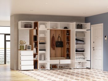 Прихожая Прага модульная, белый (Handis) в Ревде - revda.mebel-e96.ru