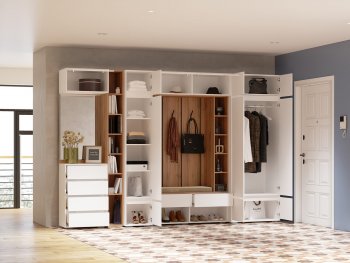 Прихожая Прага модульная, белый (Handis) в Ревде - revda.mebel-e96.ru